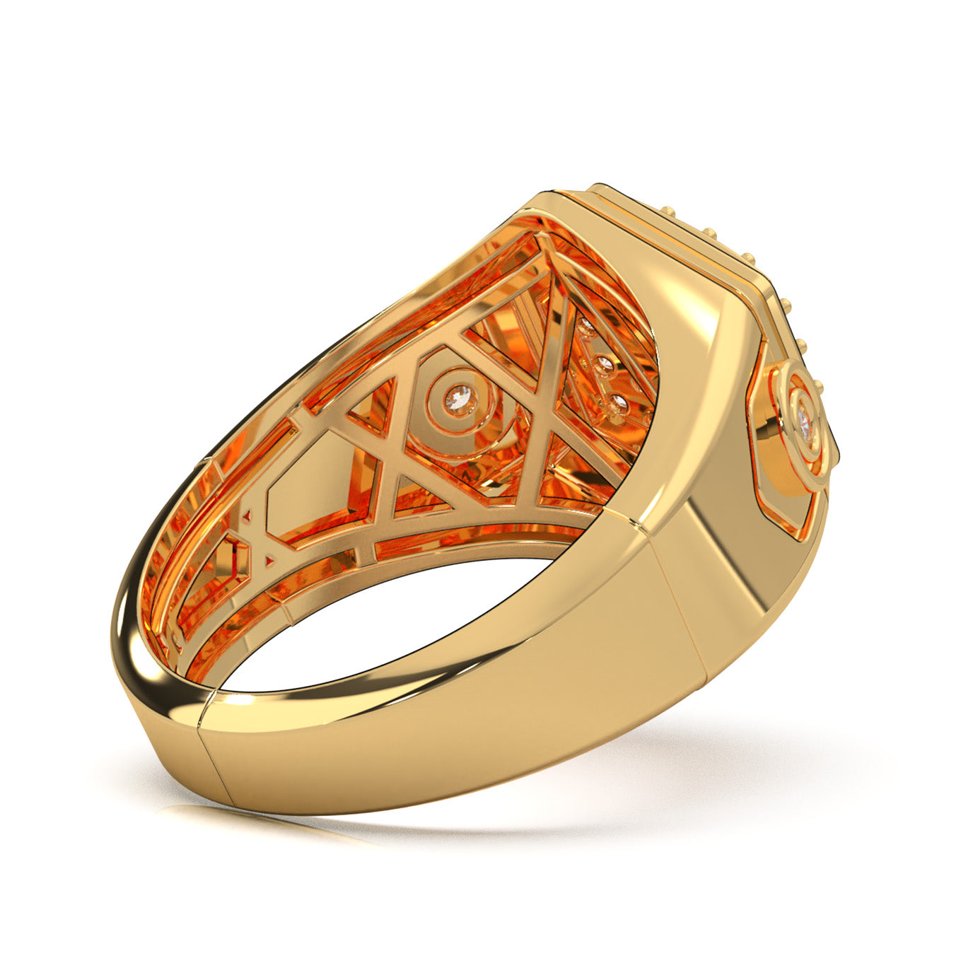 0.80 ct Moissanite Mens Rings in 14k Yellow Gold