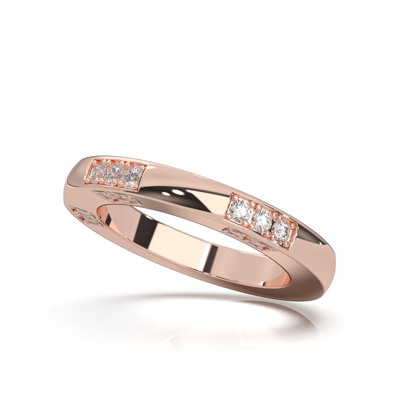 0.60 ct Natural Diamond Wedding Bands in 14k Rose Gold