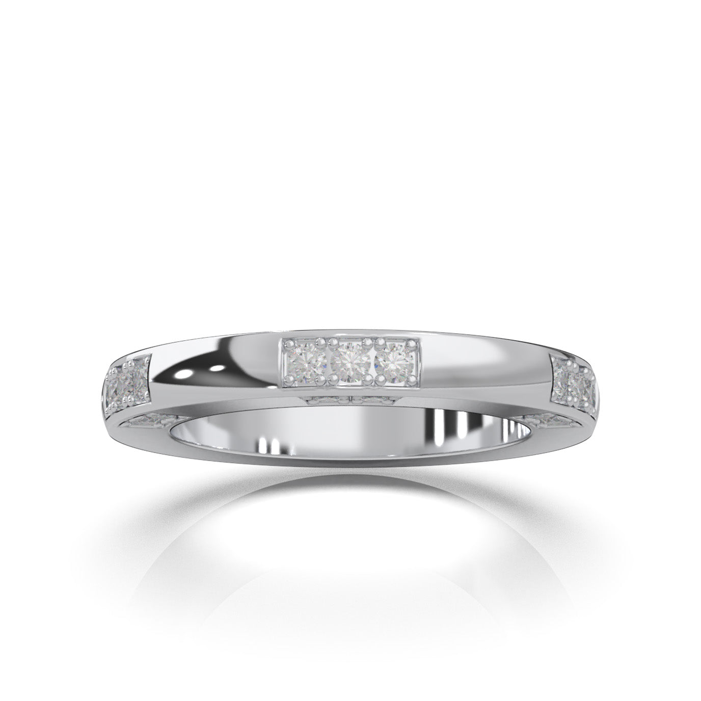 0.60 ct Moissanite Wedding Bands in 10k White Gold