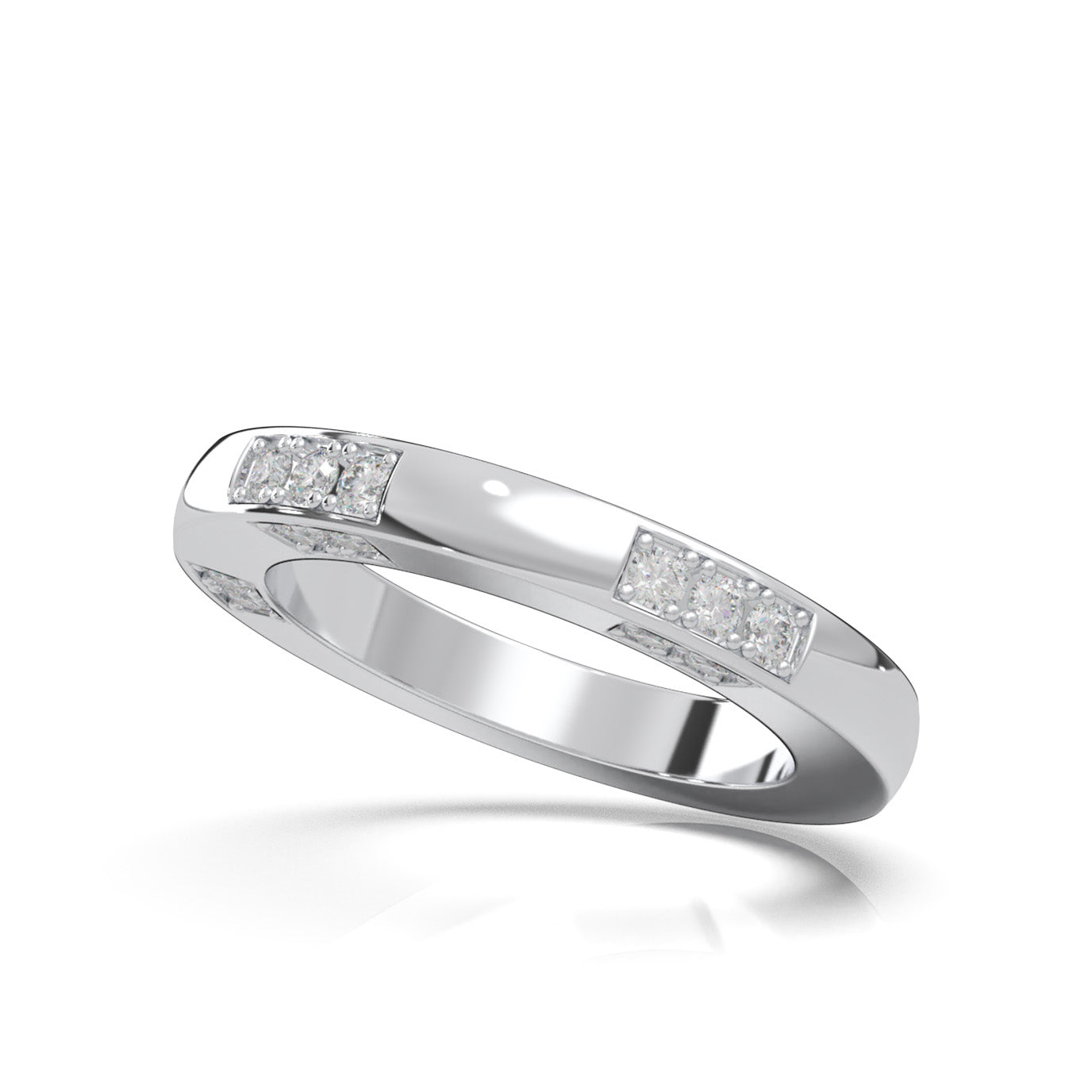 0.60 ct Natural Diamond Wedding Bands in 10k White Gold