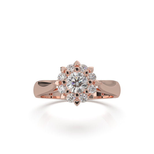 0.85 ct Moissanite Engagement Rings in 14k Rose Gold