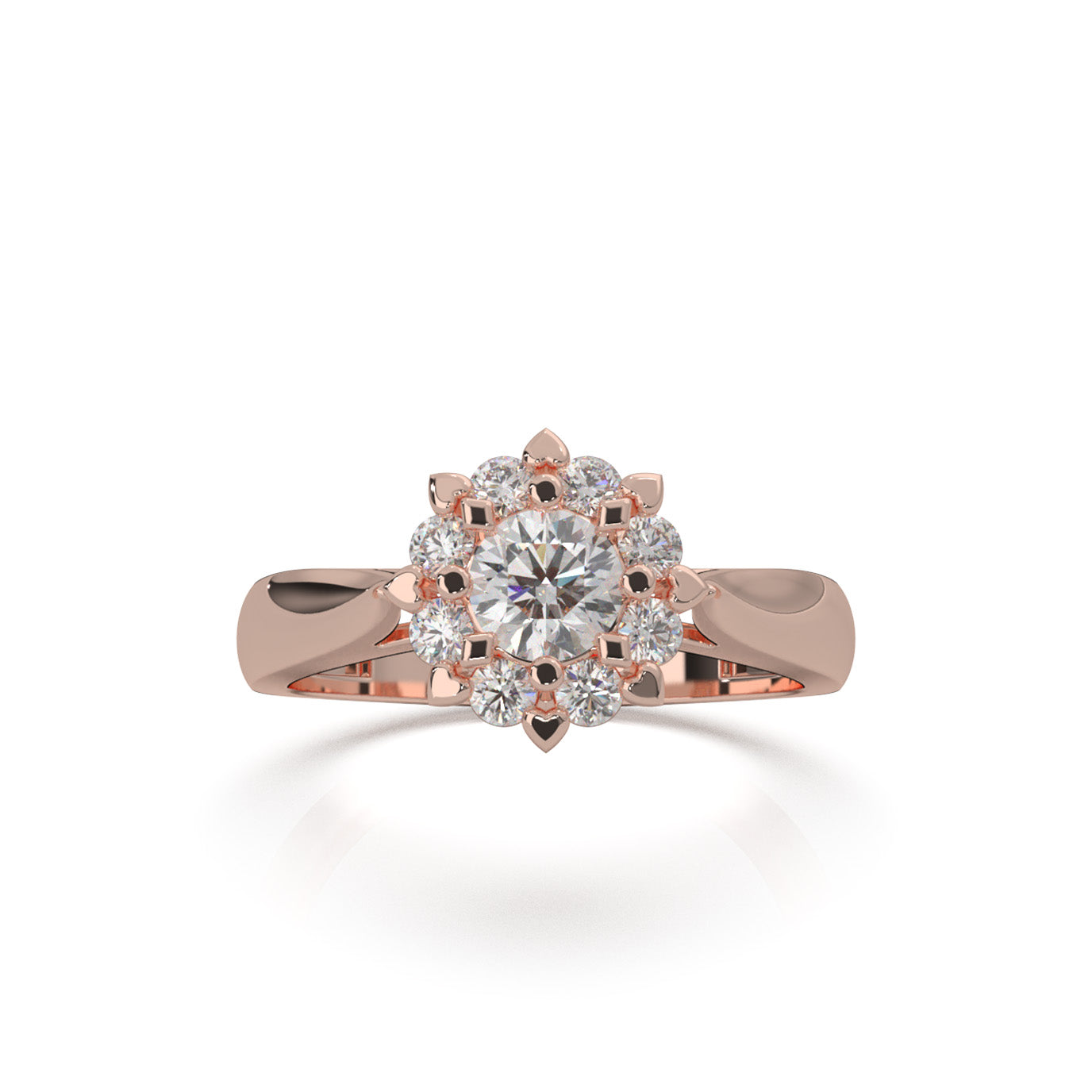 0.85 ct Natural Diamond Engagement Rings in 10k Rose Gold