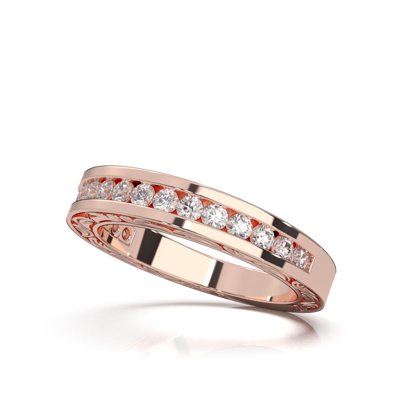 0.60 ct Natural Diamond Wedding Bands in 10k Rose Gold