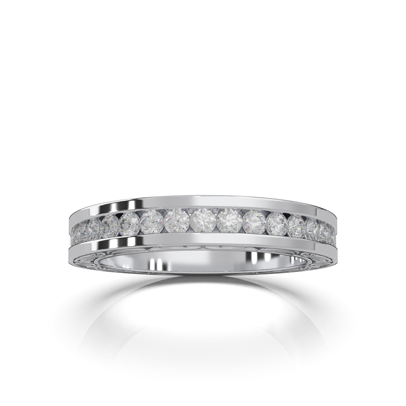 0.60 ct Moissanite Wedding Bands in 10k White Gold