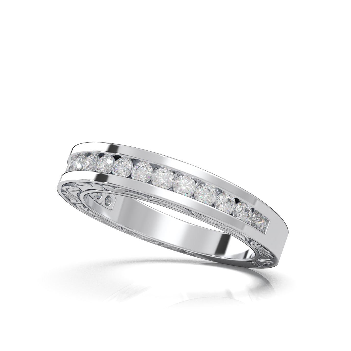 0.60 ct Natural Diamond Wedding Bands in 14k White Gold
