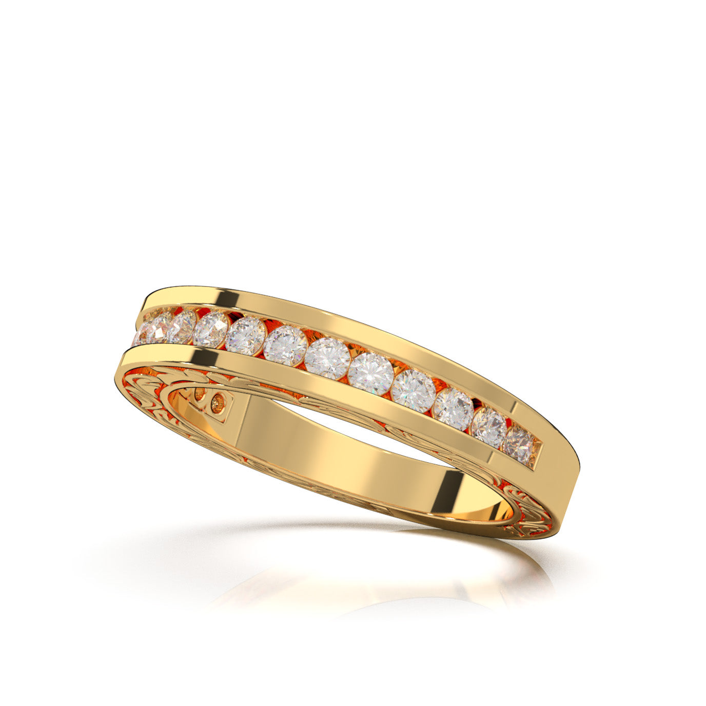 0.60 ct Moissanite Wedding Bands in 10k Yellow Gold