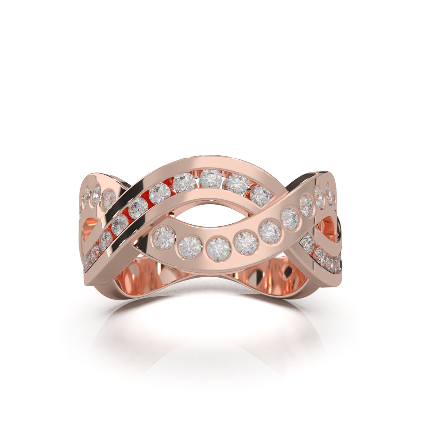 0.80 ct Moissanite Wedding Bands in 10k Rose Gold