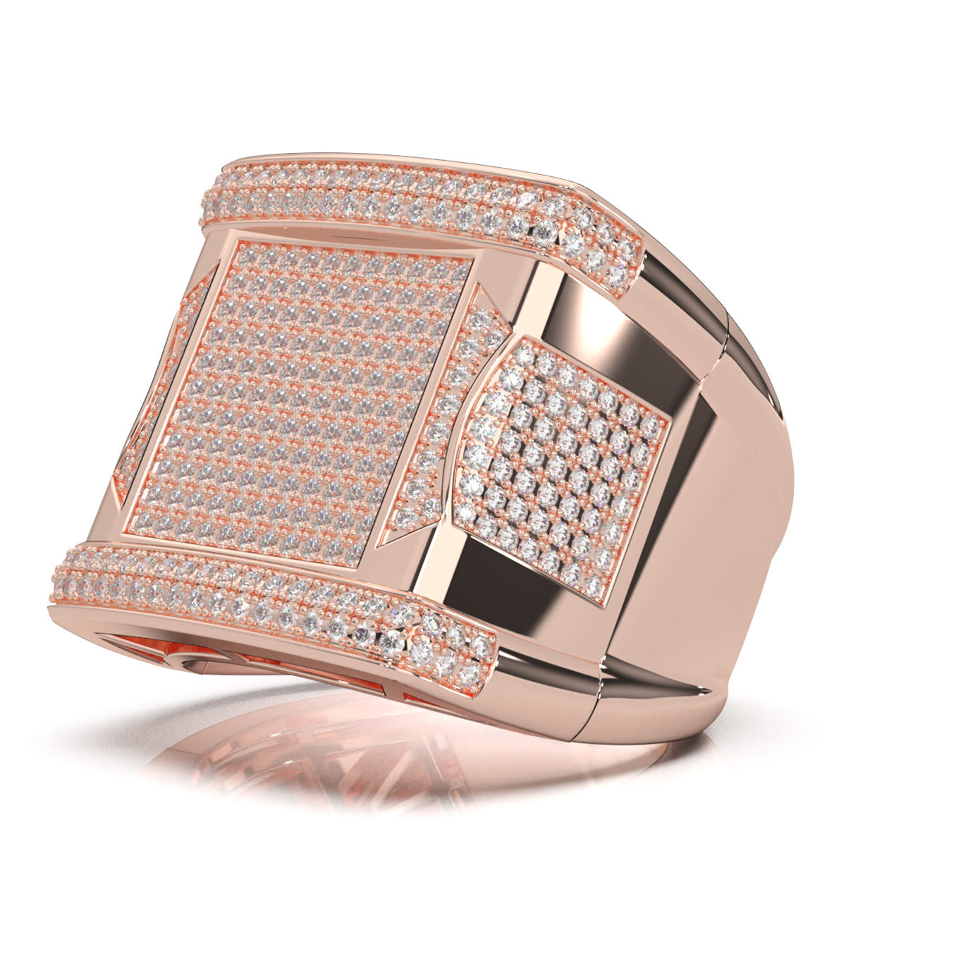 1.60 ct Moissanite Mens Rings in 14k Rose Gold