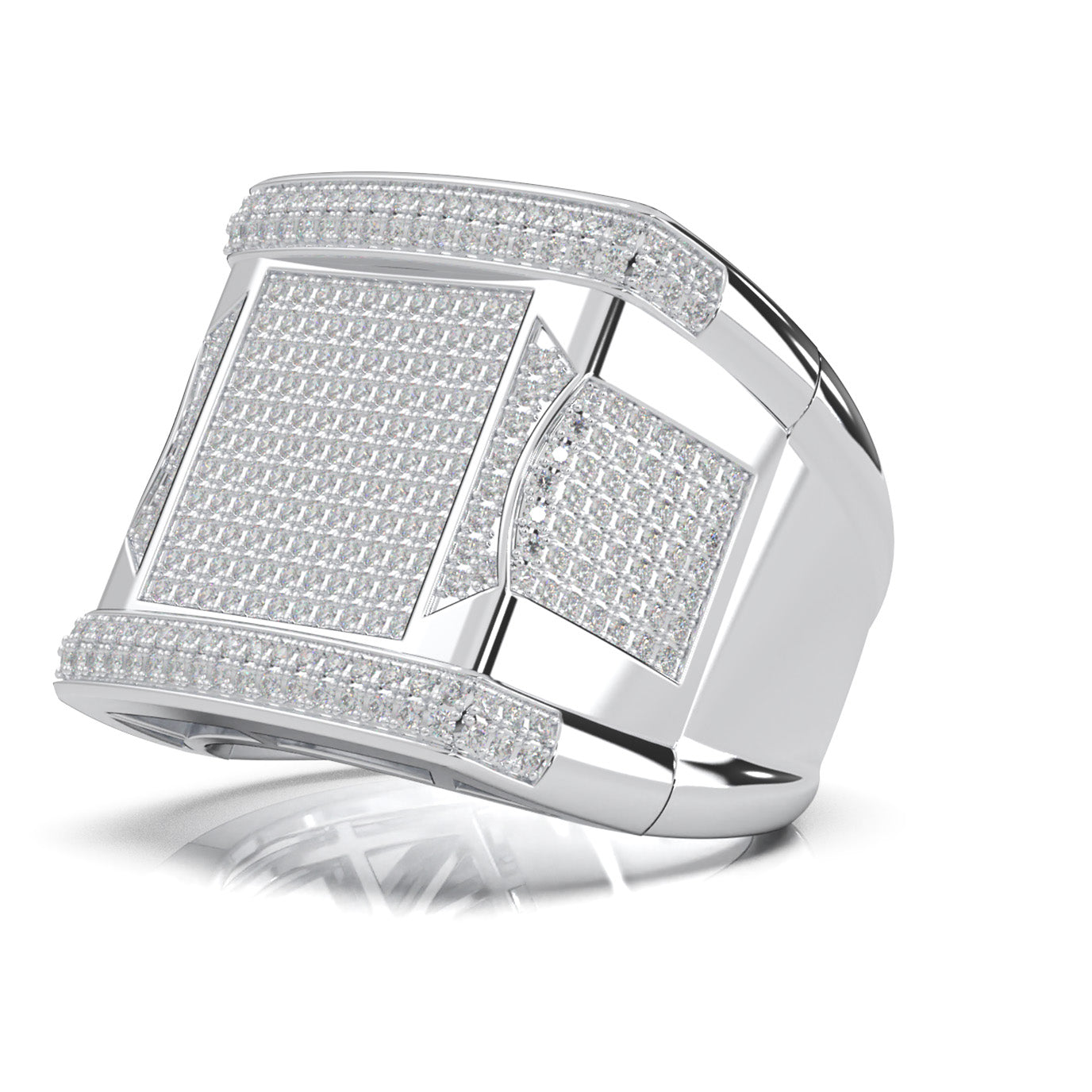 1.60 ct Natural Diamond Mens Rings in 14k White Gold