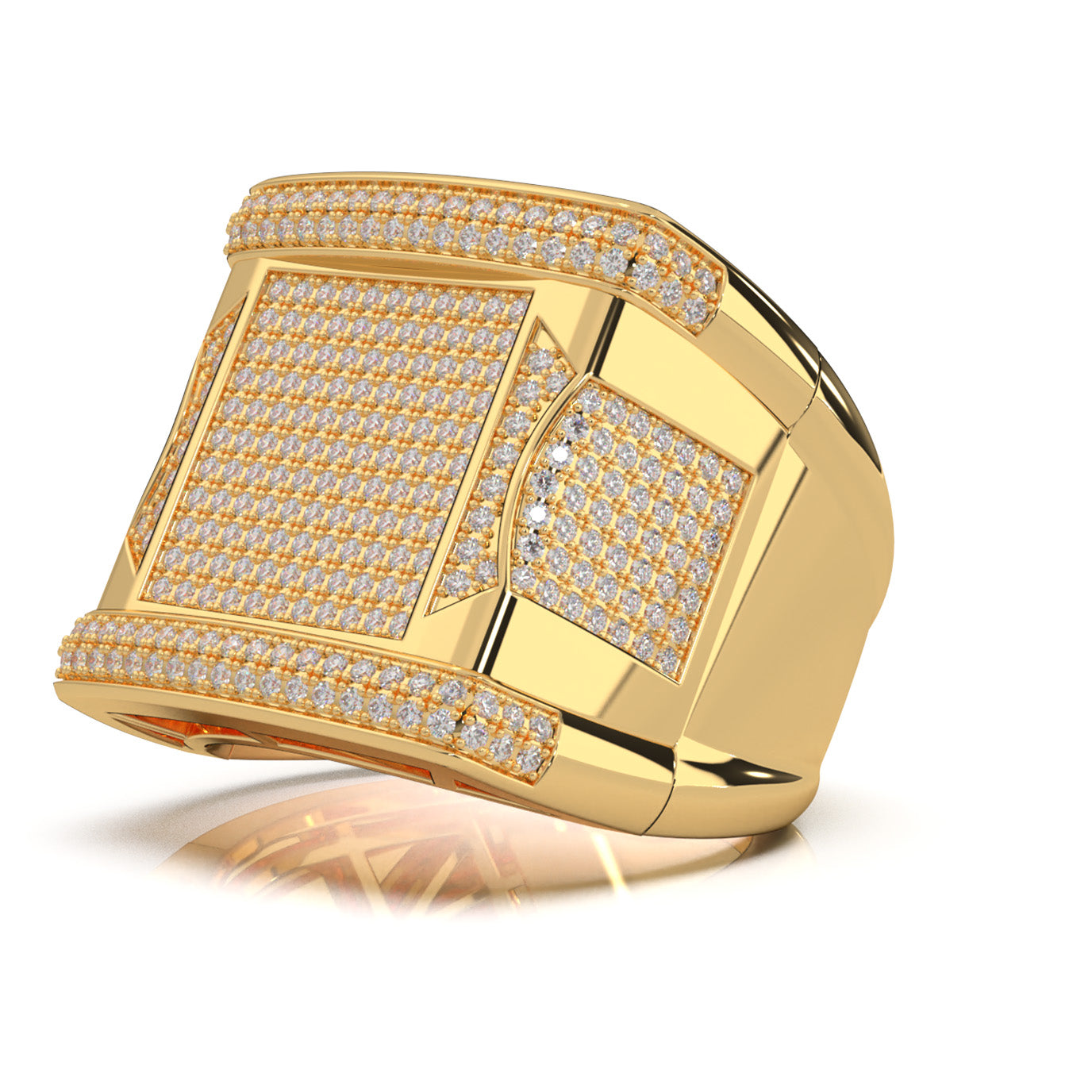 1.60 ct Moissanite Mens Rings in 14k Yellow Gold