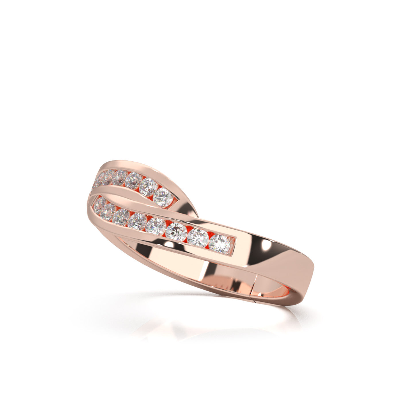 0.40 ct Natural Diamond Wedding Bands in 14k Rose Gold