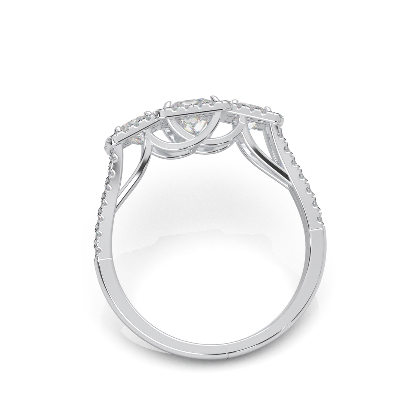 1.50 ct Natural Diamond 3 Stone Engagement Ring in 14k White Gold
