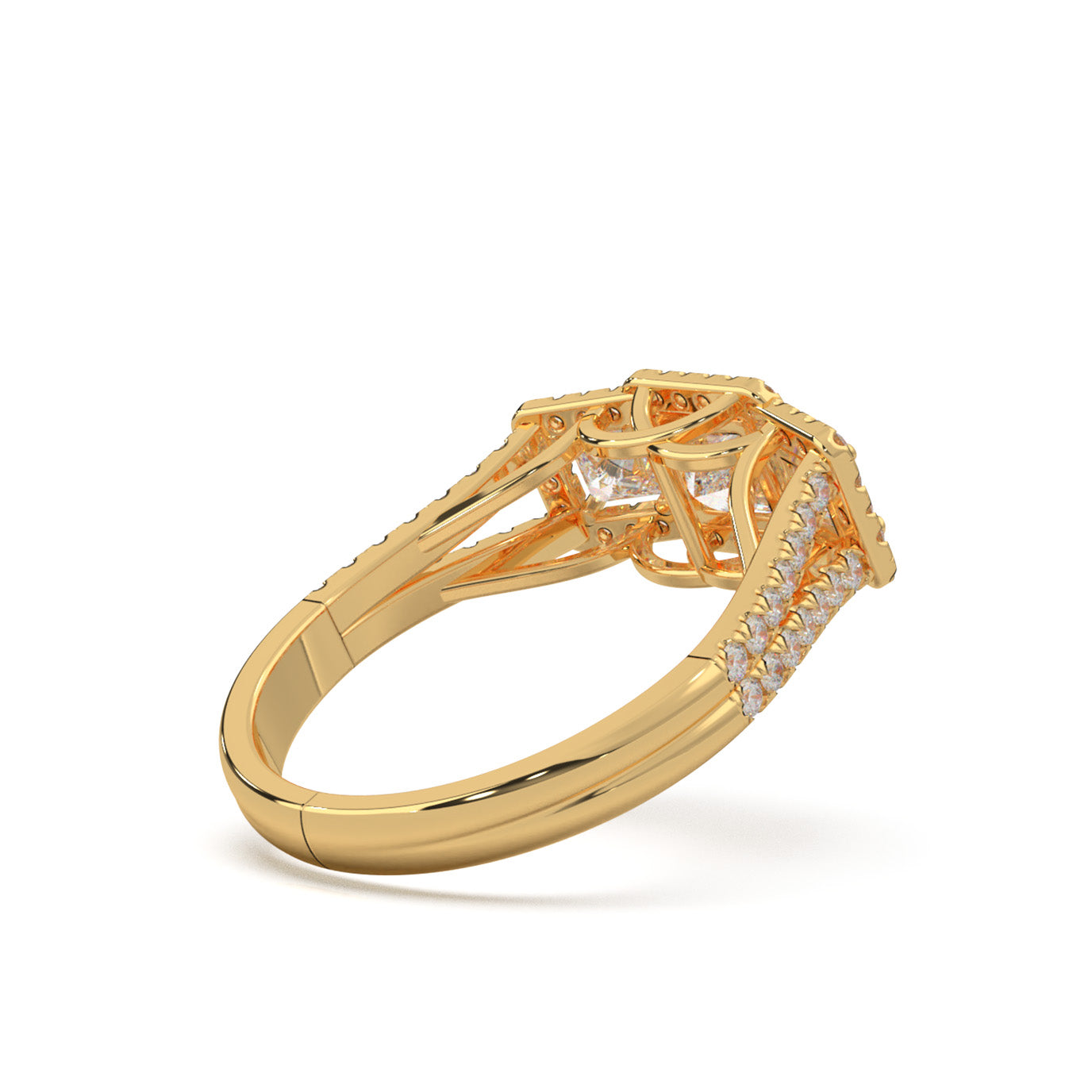 1.50 ct Moissanite 3 Stone Engagement Ring in 14k Yellow Gold