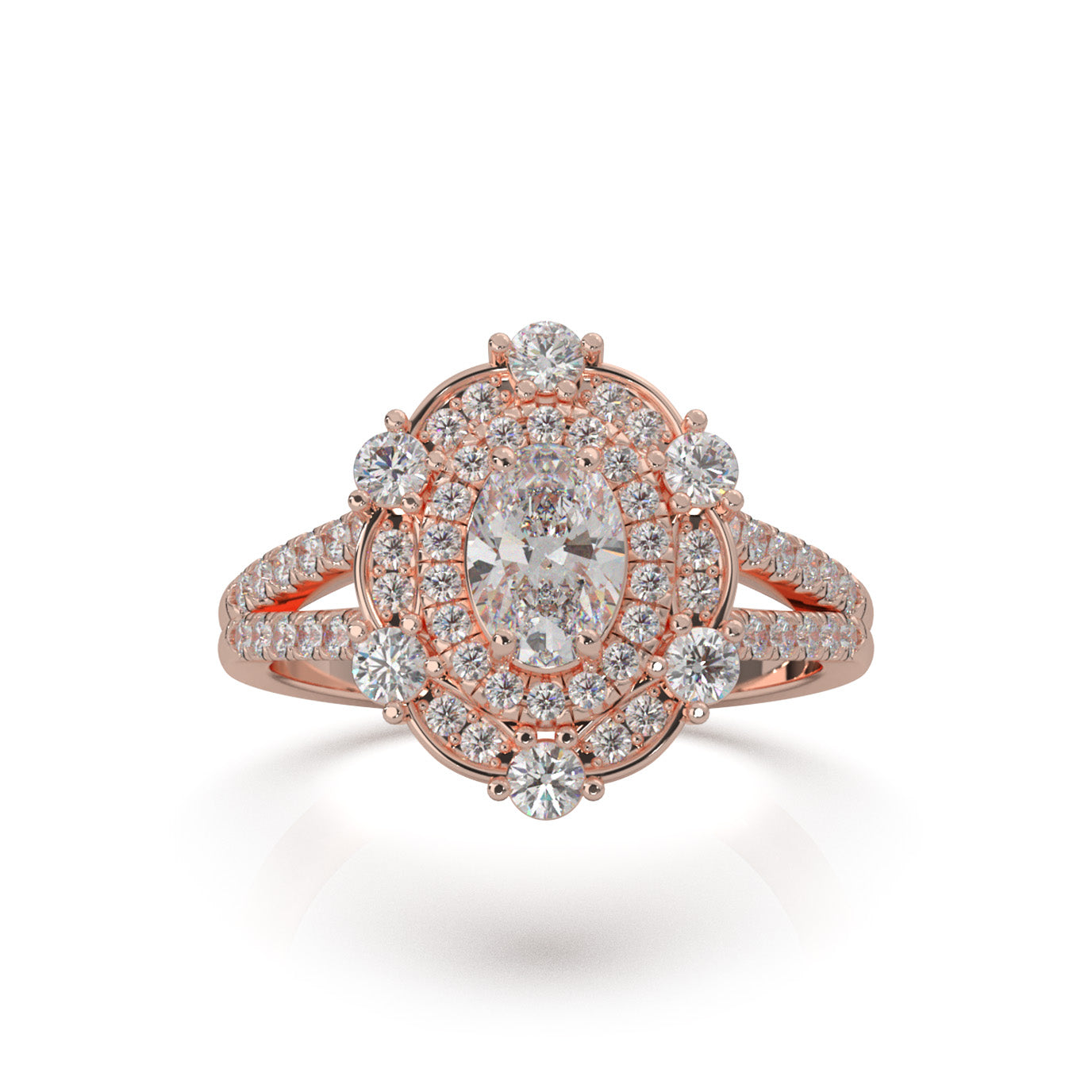 1.30 ct Moissanite Engagement Rings in 14k Rose Gold