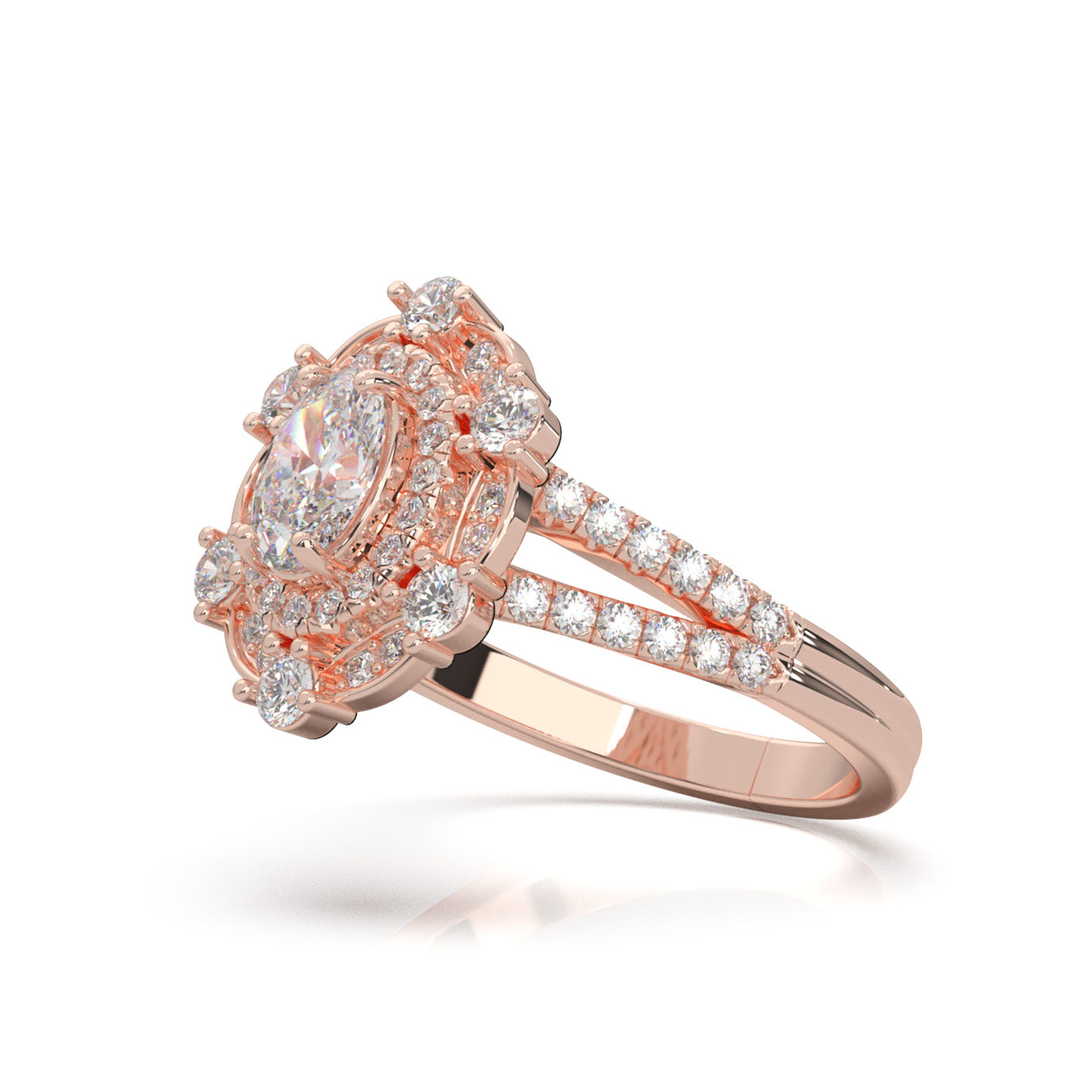 1.30 ct Natural Diamond Engagement Rings in 14k Rose Gold