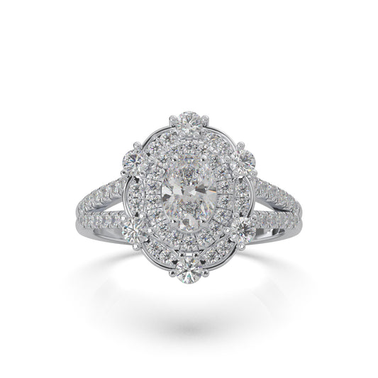 1.30 ct Moissanite Engagement Rings in 14k White Gold