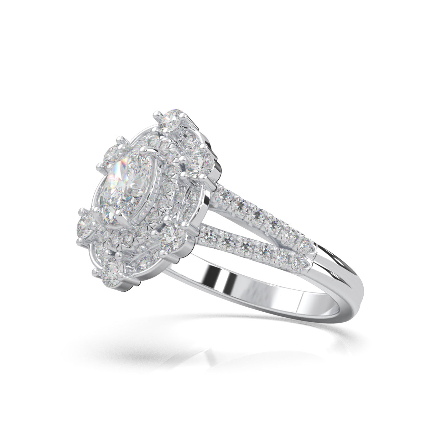 1.30 ct Natural Diamond Engagement Rings in 14k White Gold