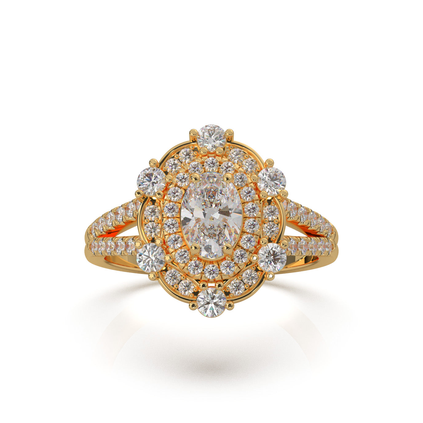 1.30 ct Natural Diamond Engagement Rings in 14k Yellow Gold