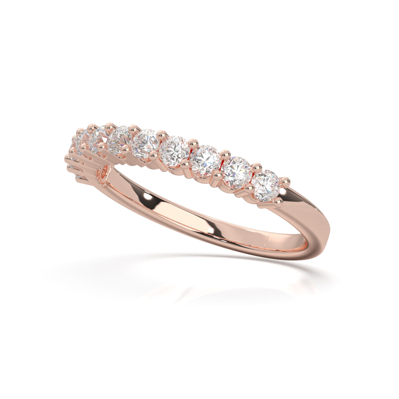 0.66 ct Moissanite Wedding Bands in 14k Rose Gold