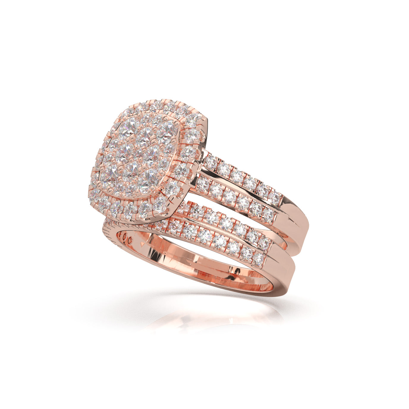 2.20 ct Natural Diamond Engagement Sets in 14k Rose Gold