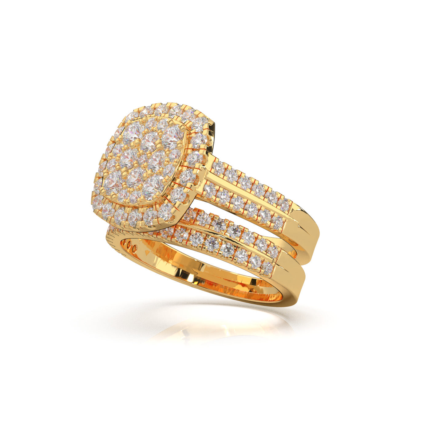 2.20 ct Natural Diamond Engagement Sets in 14k Yellow Gold