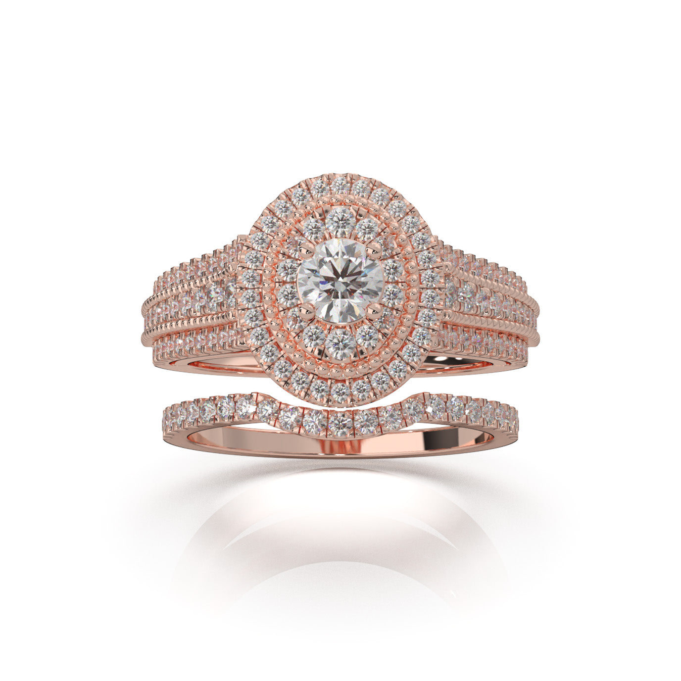 1.30 ct Lab Grown Diamond Engagement Sets in 14k Rose Gold