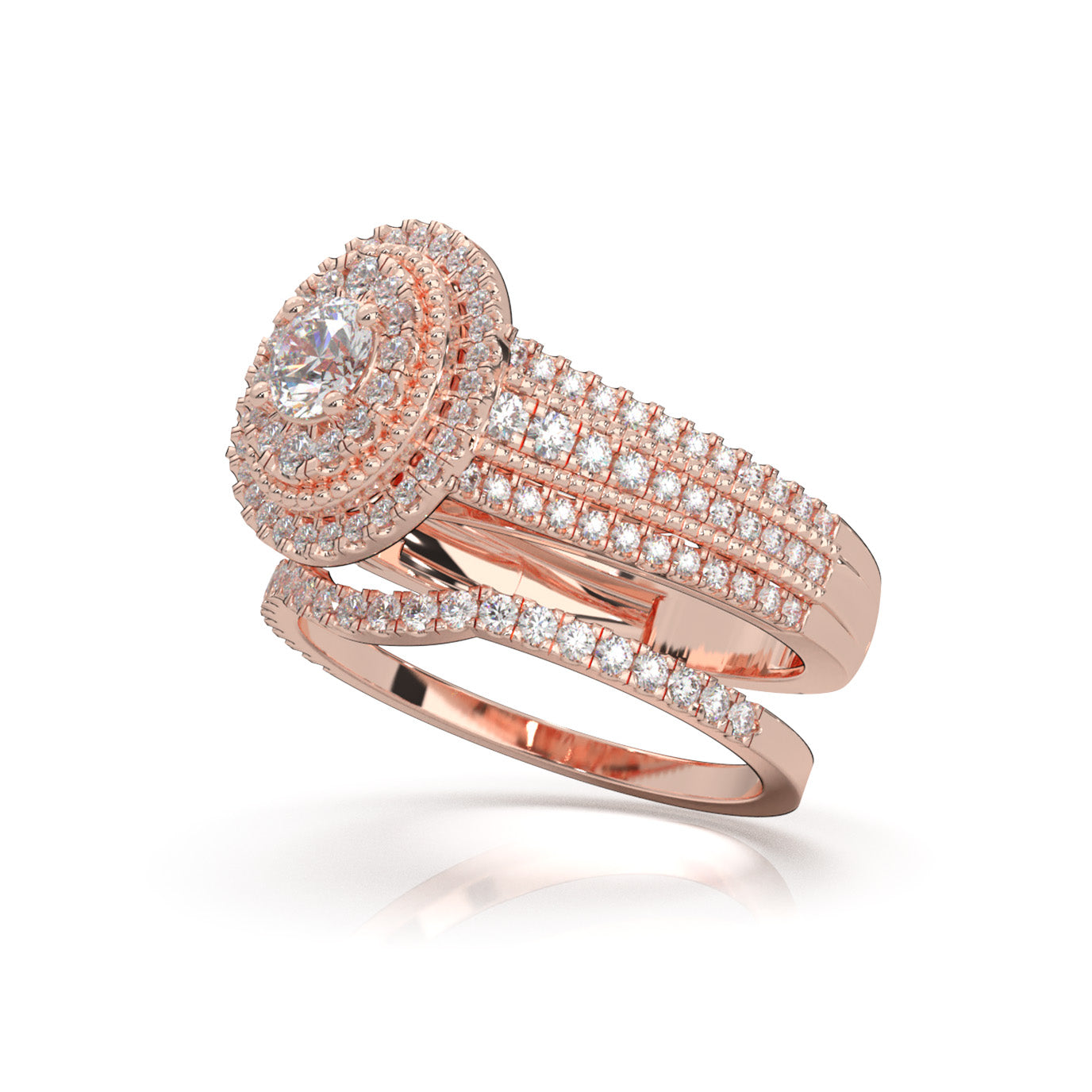 1.30 ct Natural Diamond Engagement Sets in 14k Rose Gold