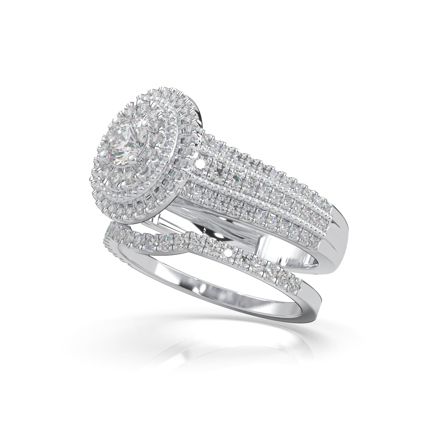 1.30 ct Lab Grown Diamond Engagement Sets in 14k White Gold