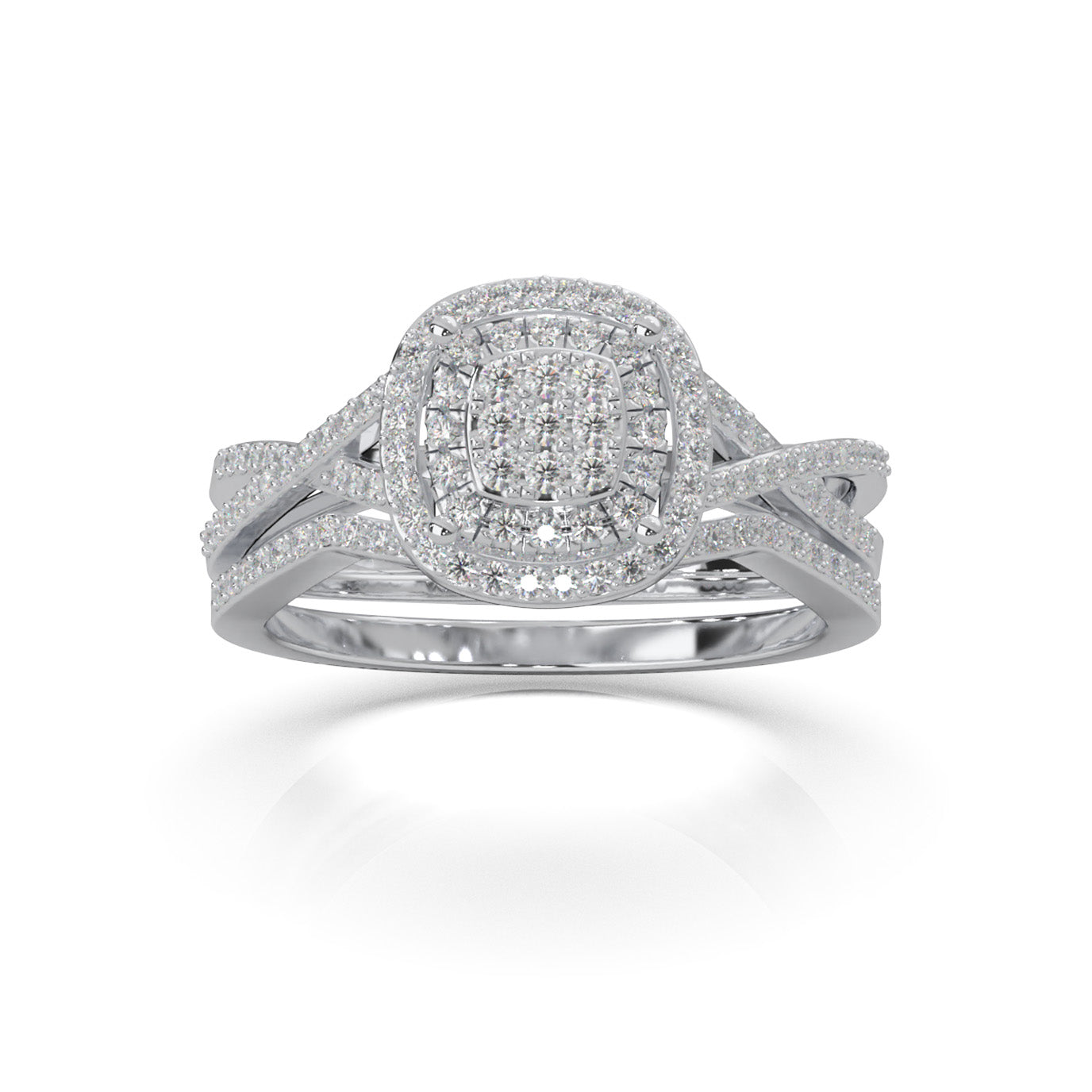 0.60 ct Moissanite Engagement Sets in 14k White Gold