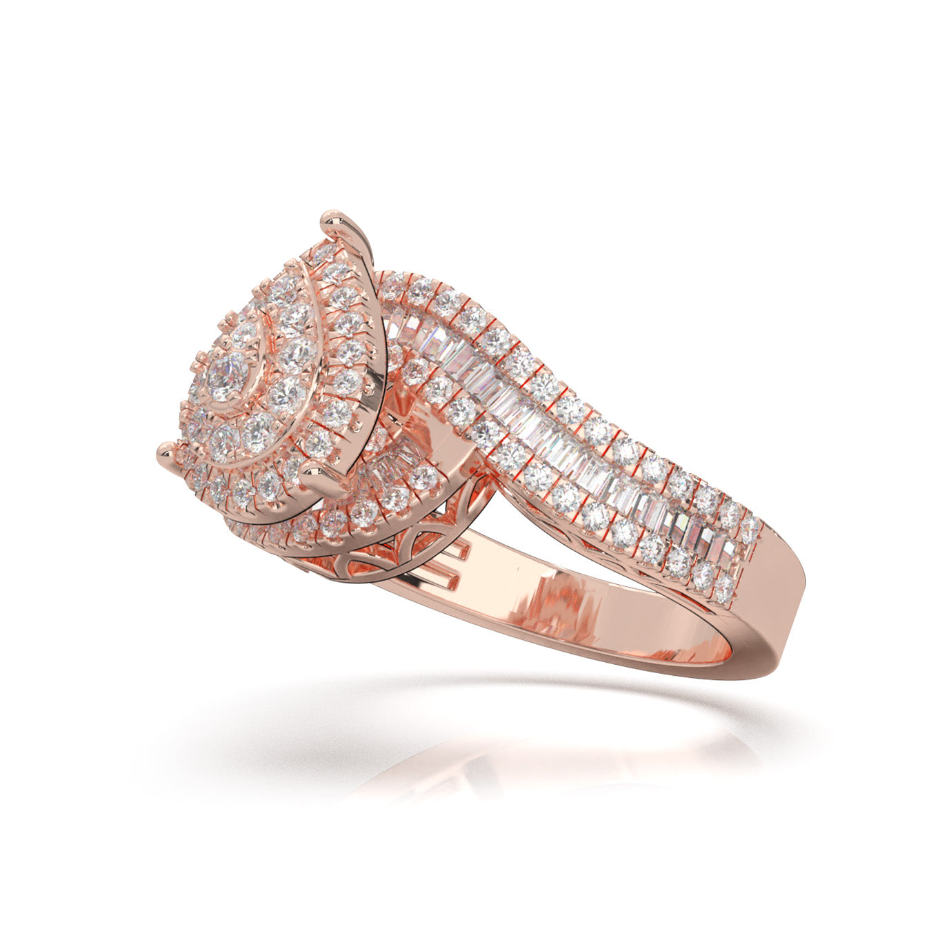 1.40 ct Moissanite Engagement Rings in 10k Rose Gold