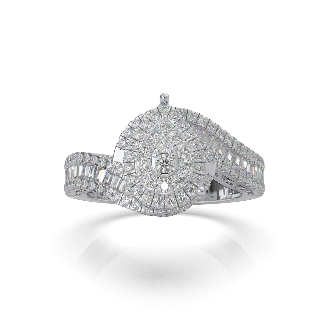 1.40 ct Moissanite Engagement Rings in 14k White Gold