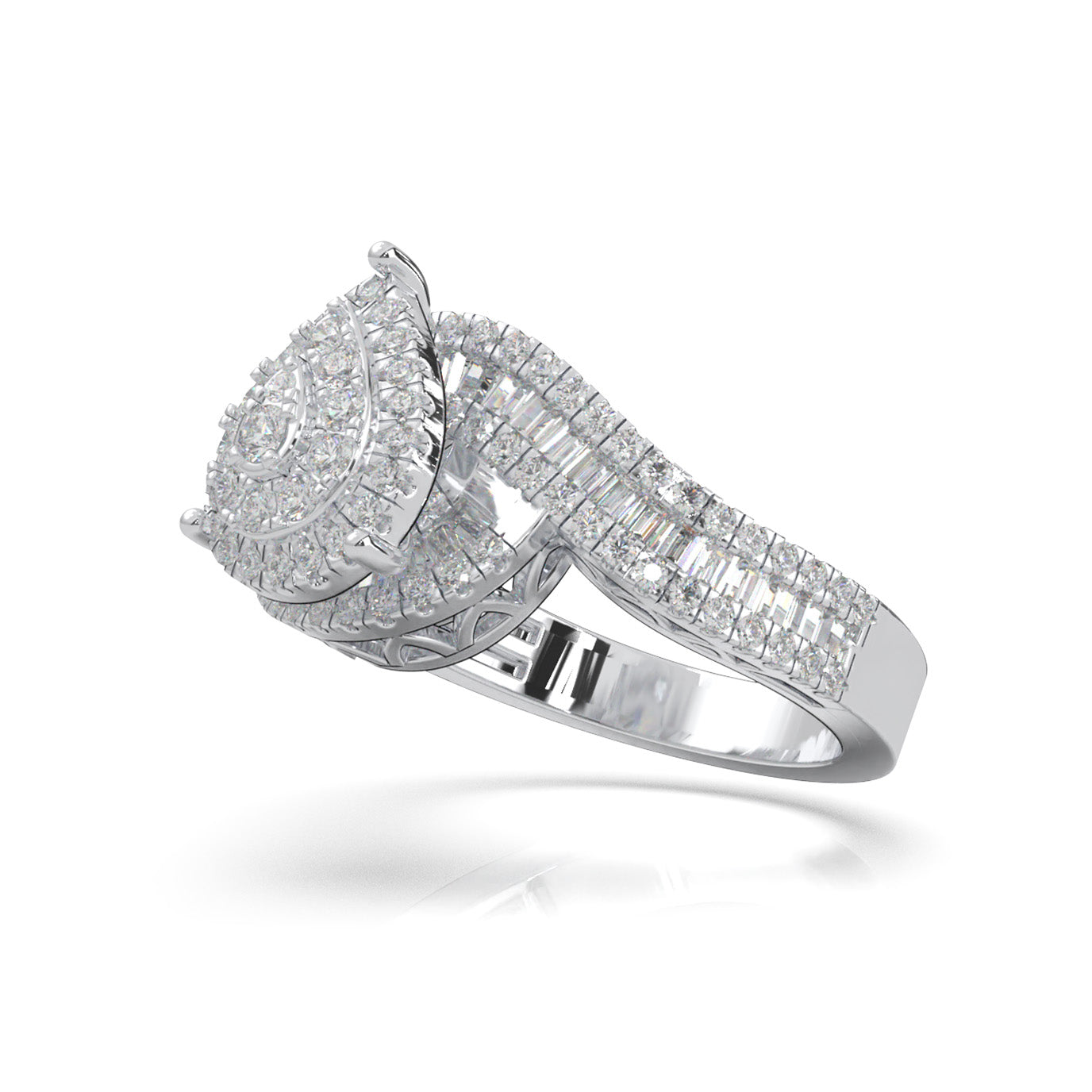 1.40 ct Moissanite Engagement Rings in 14k White Gold