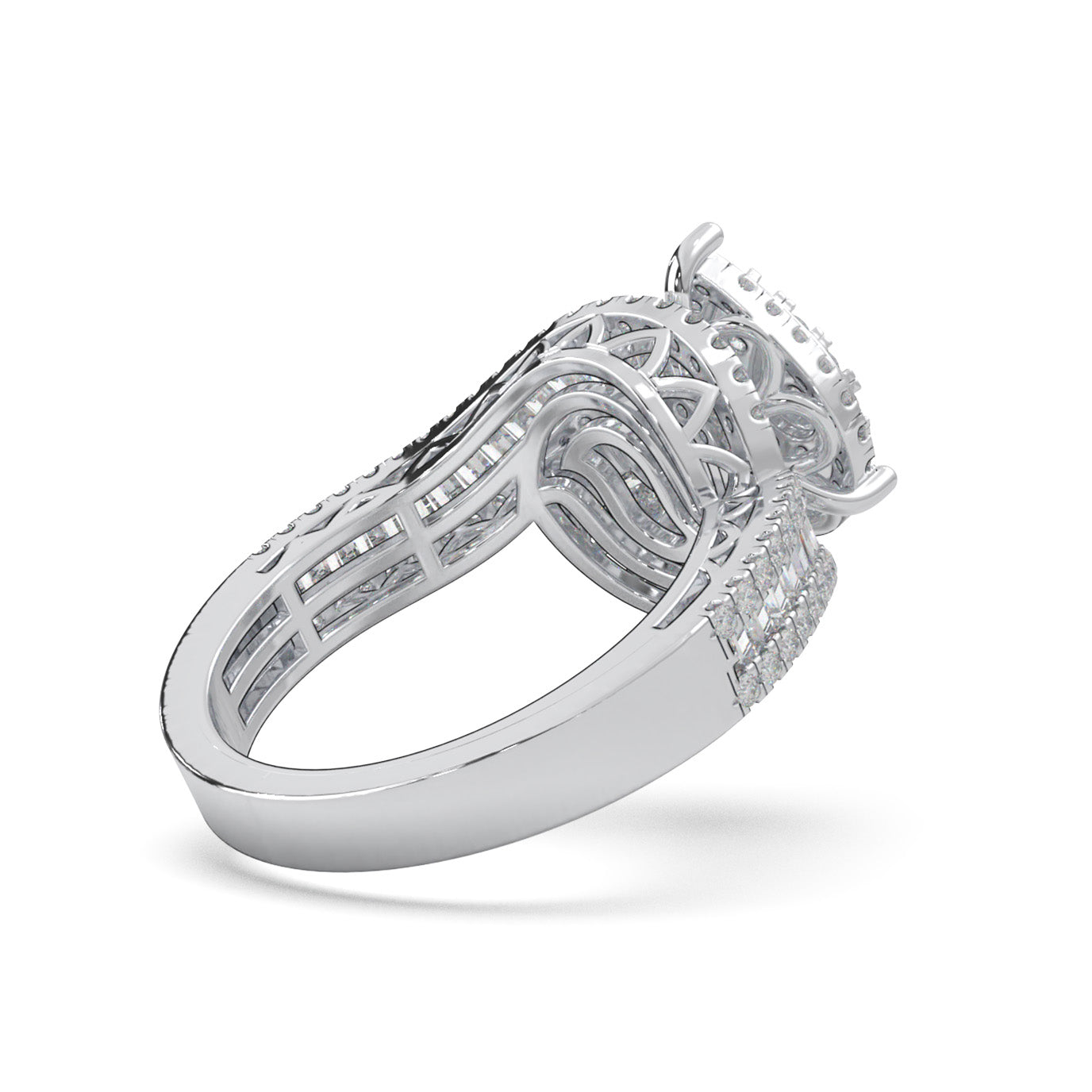 1.40 ct Moissanite Engagement Rings in 14k White Gold