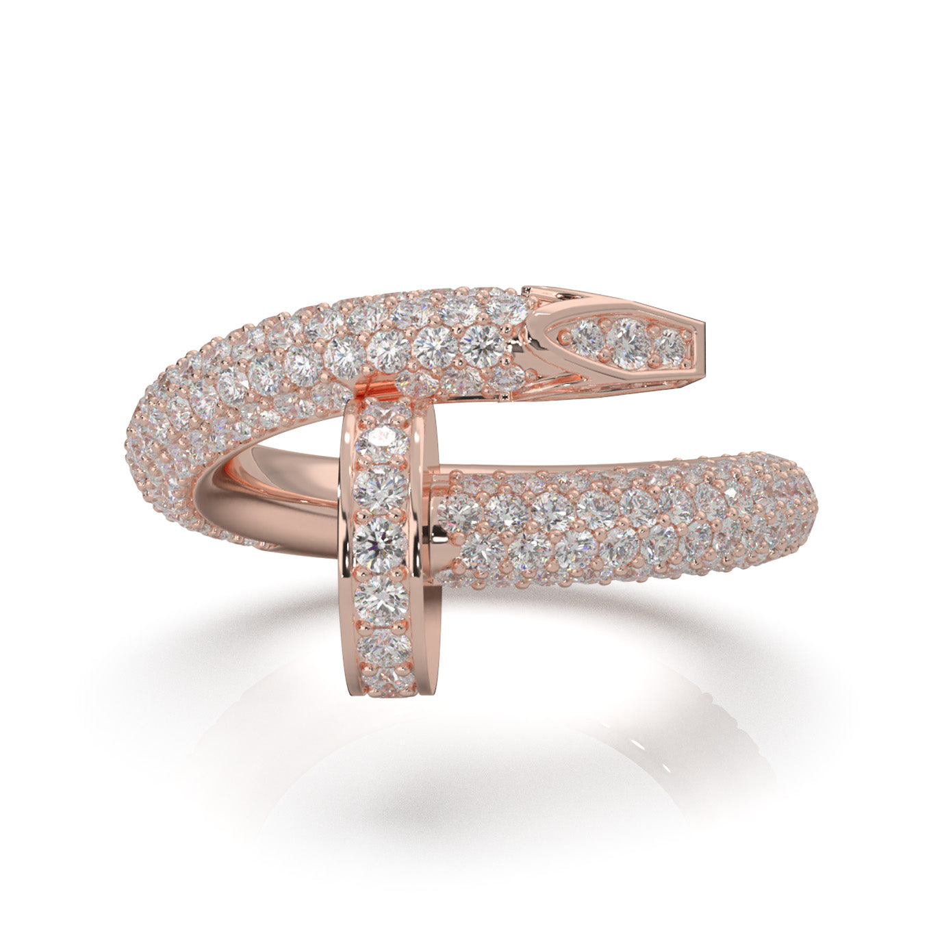3.80 ct Moissanite Nail Rings in 14k Rose Gold