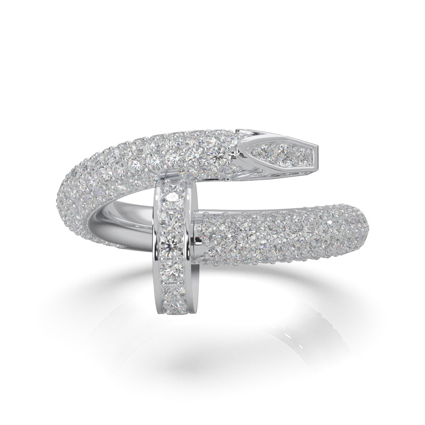 3.80 ct Natural Diamond Nail Rings in 14k White Gold