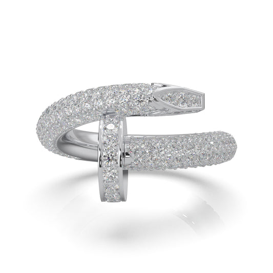 3.80 ct Natural Diamond Nail Rings in 10k White Gold