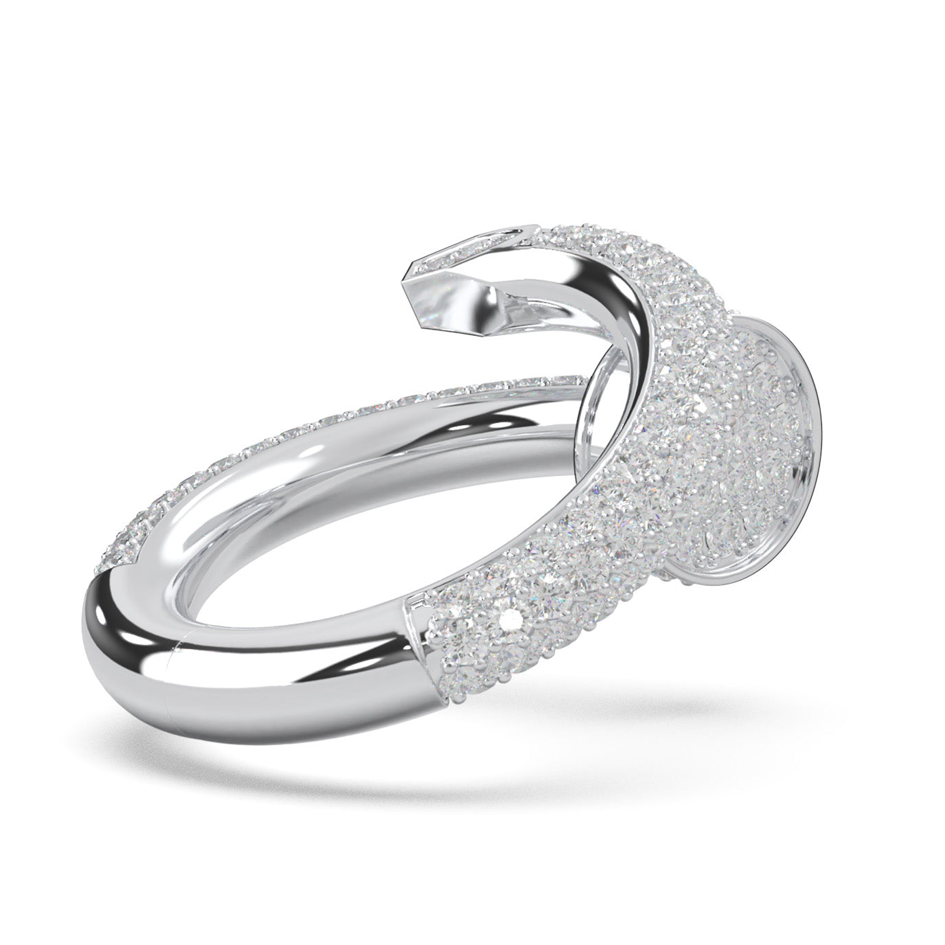 3.80 ct Natural Diamond Nail Rings in 14k White Gold