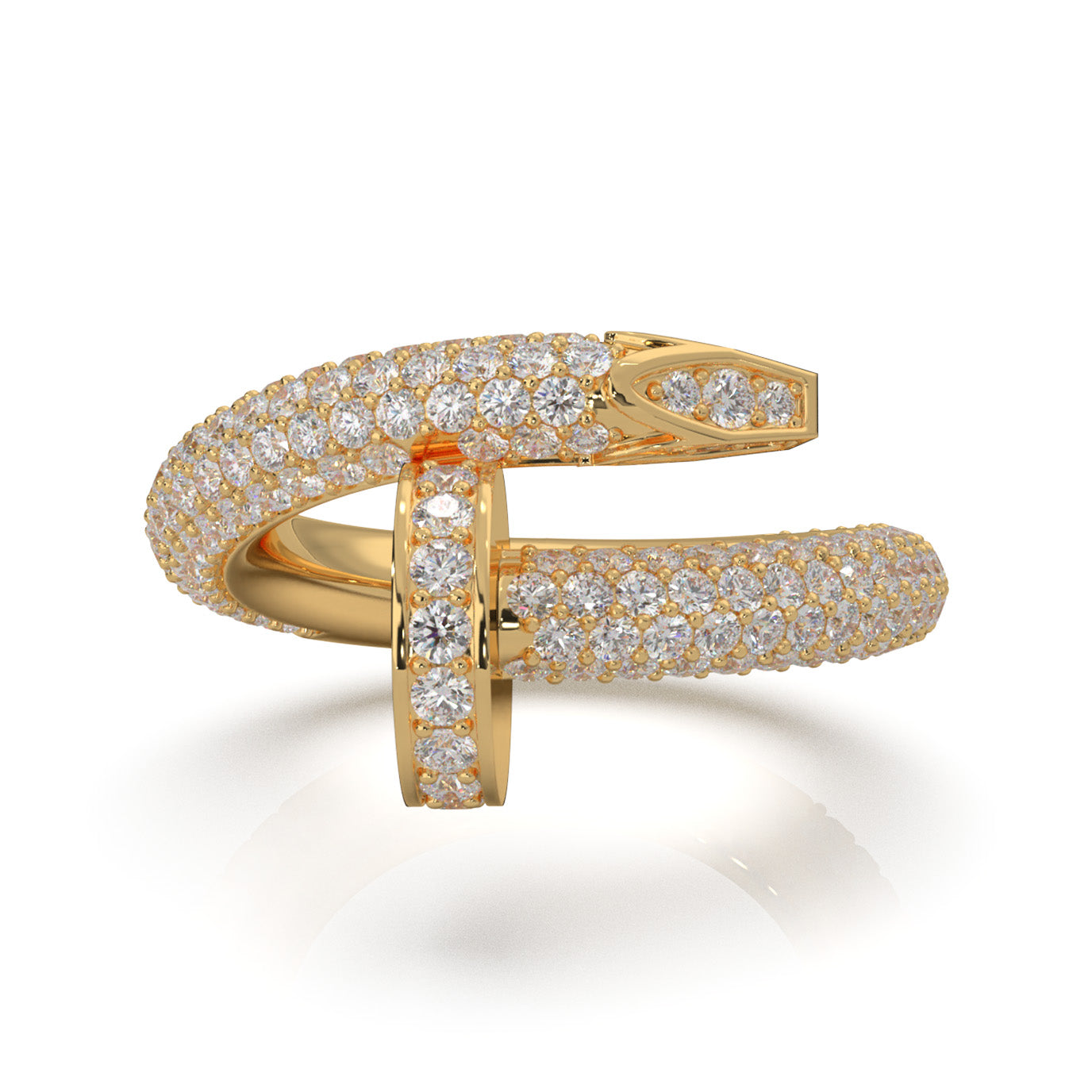 3.80 ct Moissanite Nail Rings in 14k Yellow Gold