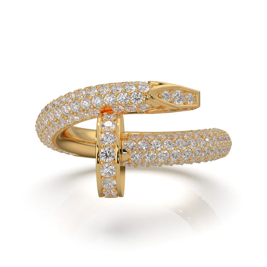 3.80 ct Natural Diamond Nail Rings in 14k Yellow Gold