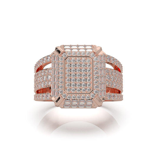2.70 ct Natural Diamond Mens Rings in 10k Rose Gold