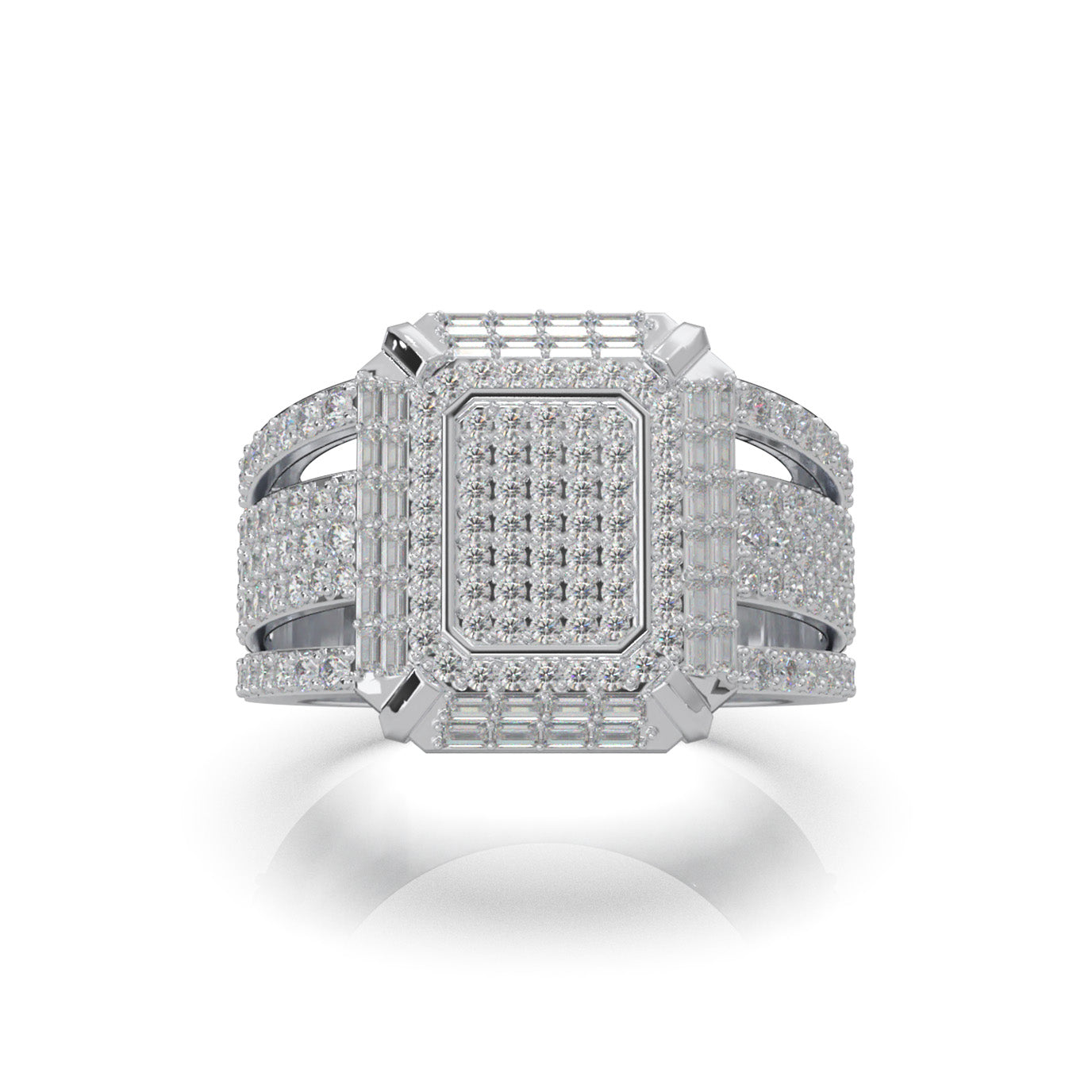2.70 ct Moissanite Mens Rings in 14k White Gold