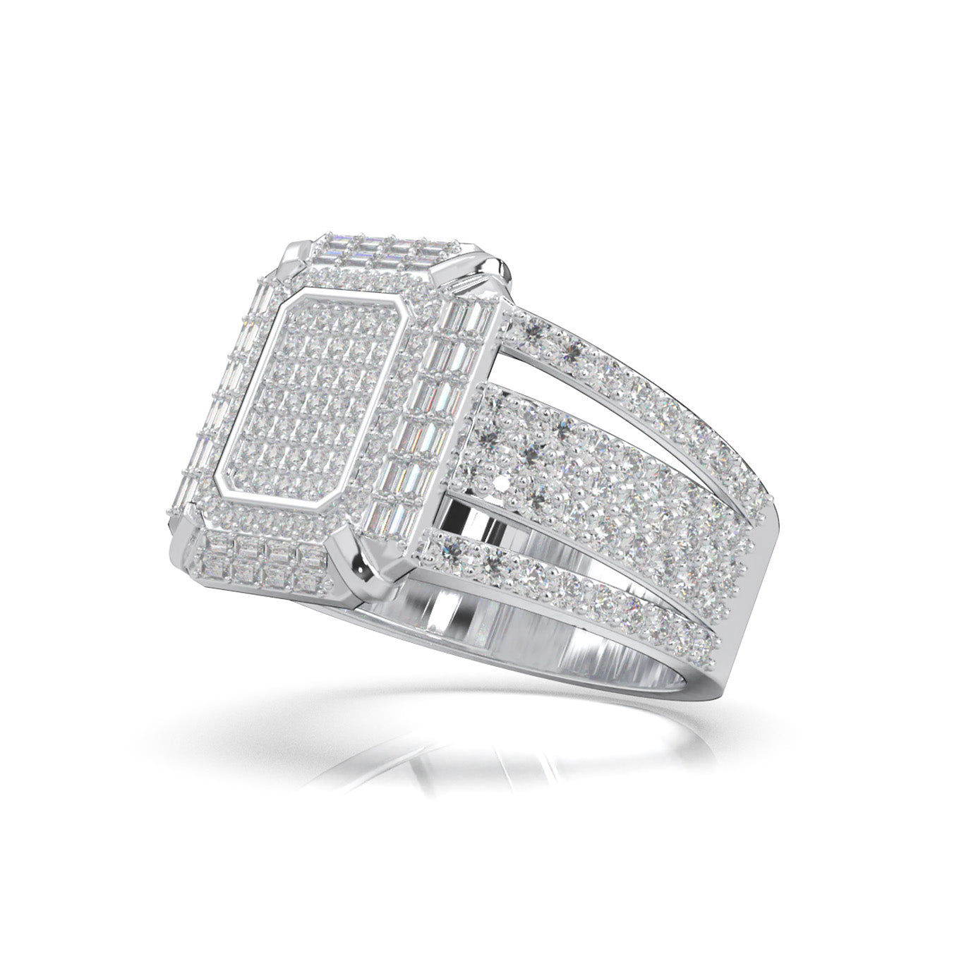 2.70 ct Moissanite Mens Rings in 10k White Gold