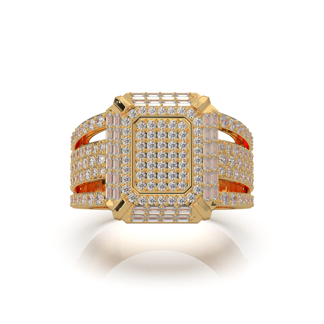 2.70 ct Moissanite Mens Rings in 14k Yellow Gold