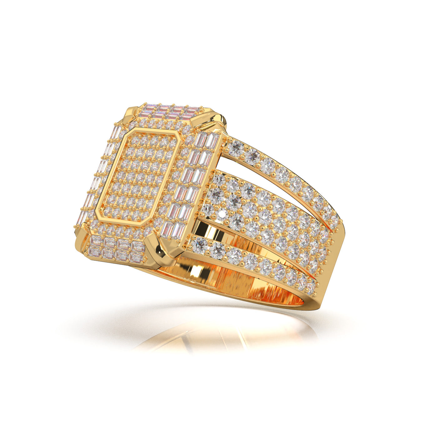 2.70 ct Moissanite Mens Rings in 14k Yellow Gold