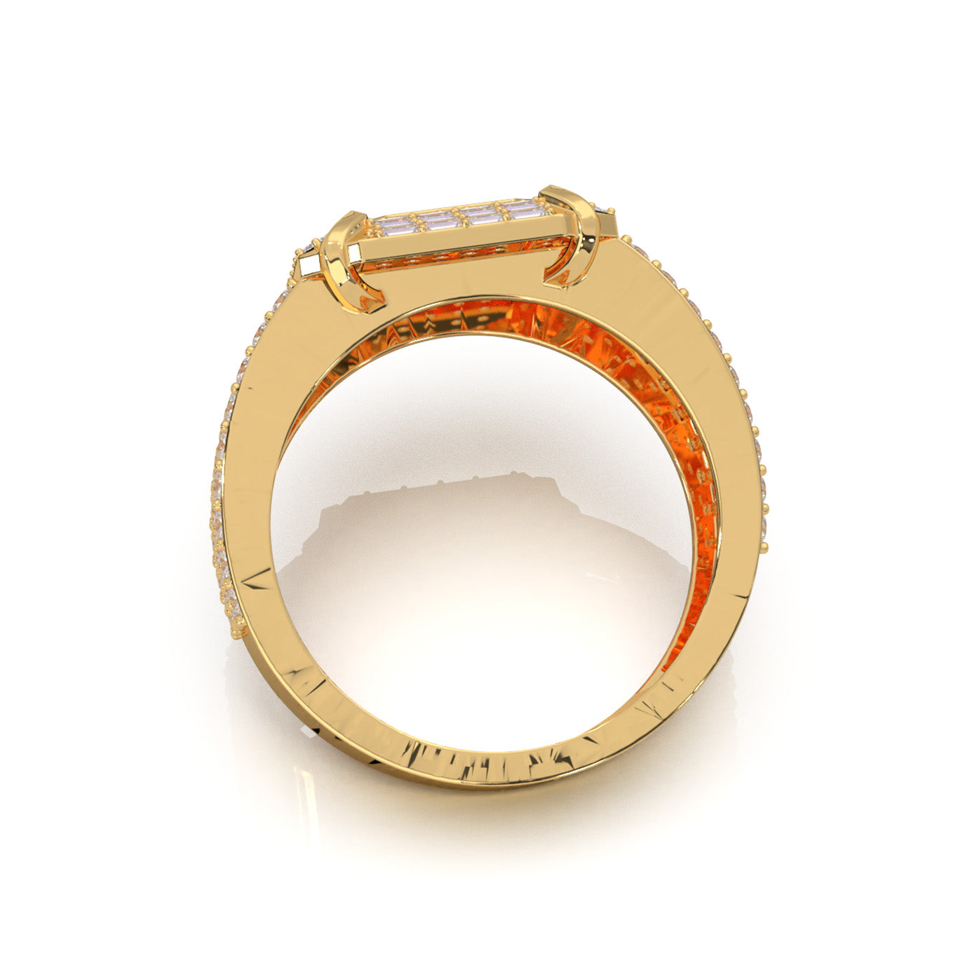 2.70 ct Moissanite Mens Rings in 14k Yellow Gold