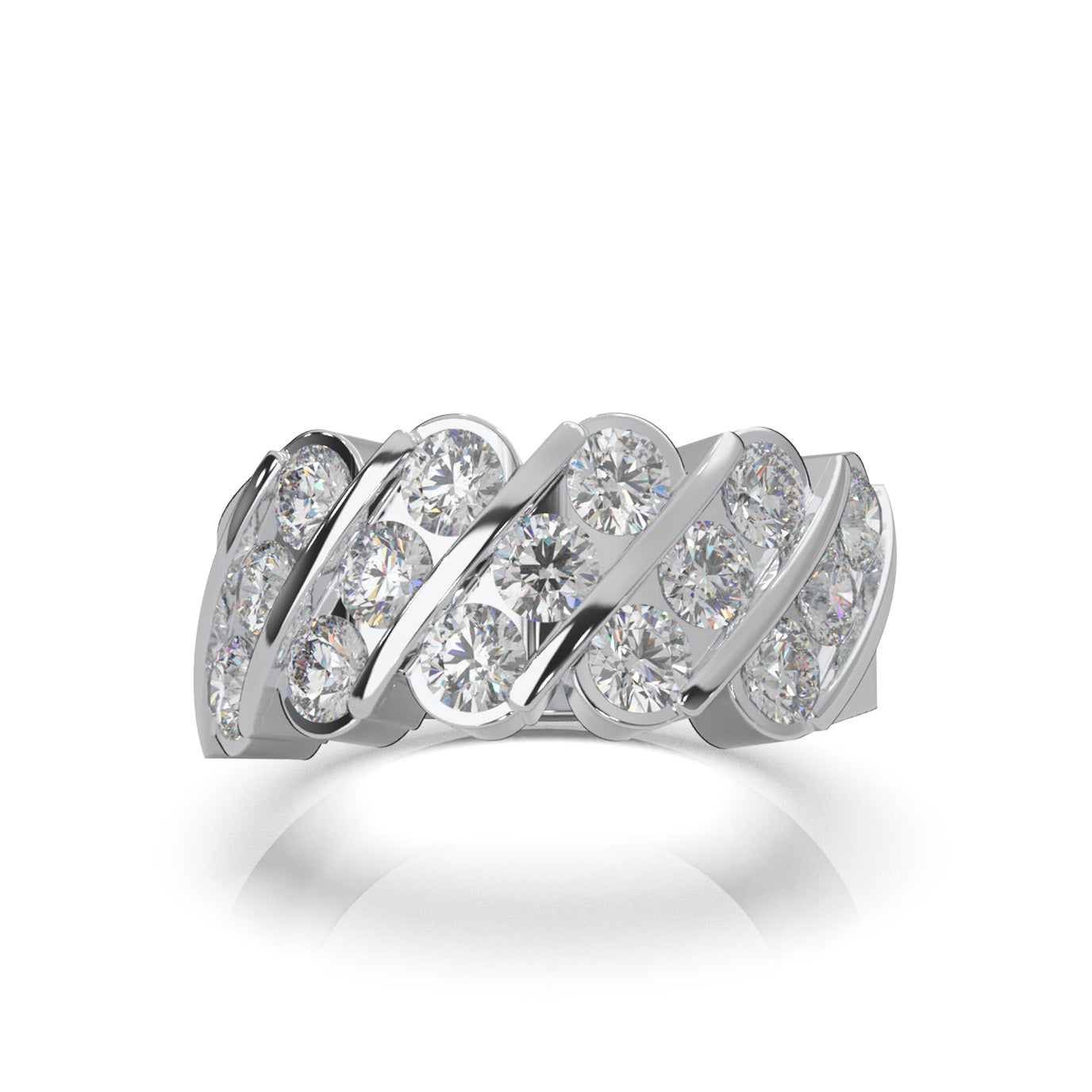 2.60 ct Natural Diamond Wedding Bands in 10k White Gold
