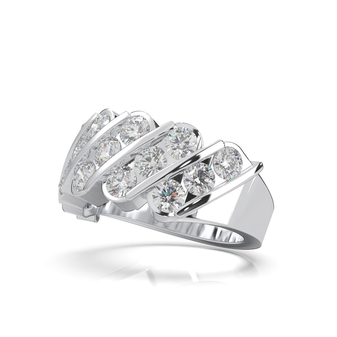 2.60 ct Natural Diamond Wedding Bands in 10k White Gold