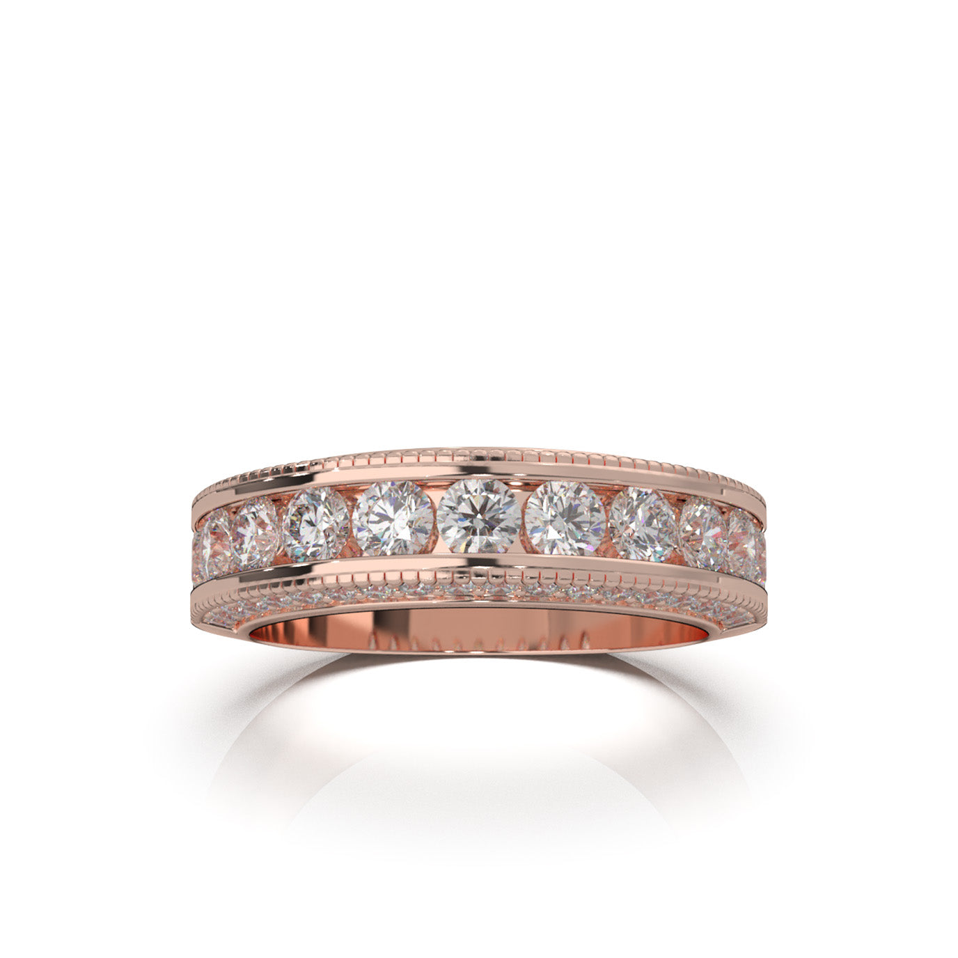 1.80 ct Natural Diamond Wedding Bands in 10k Rose Gold