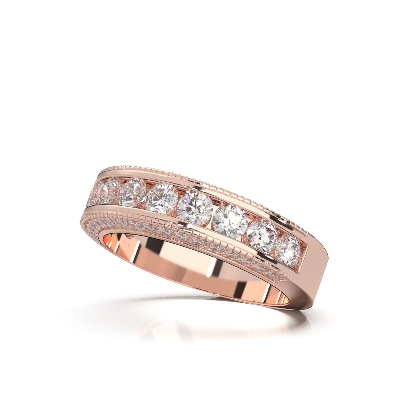 1.80 ct Natural Diamond Wedding Bands in 14k Rose Gold