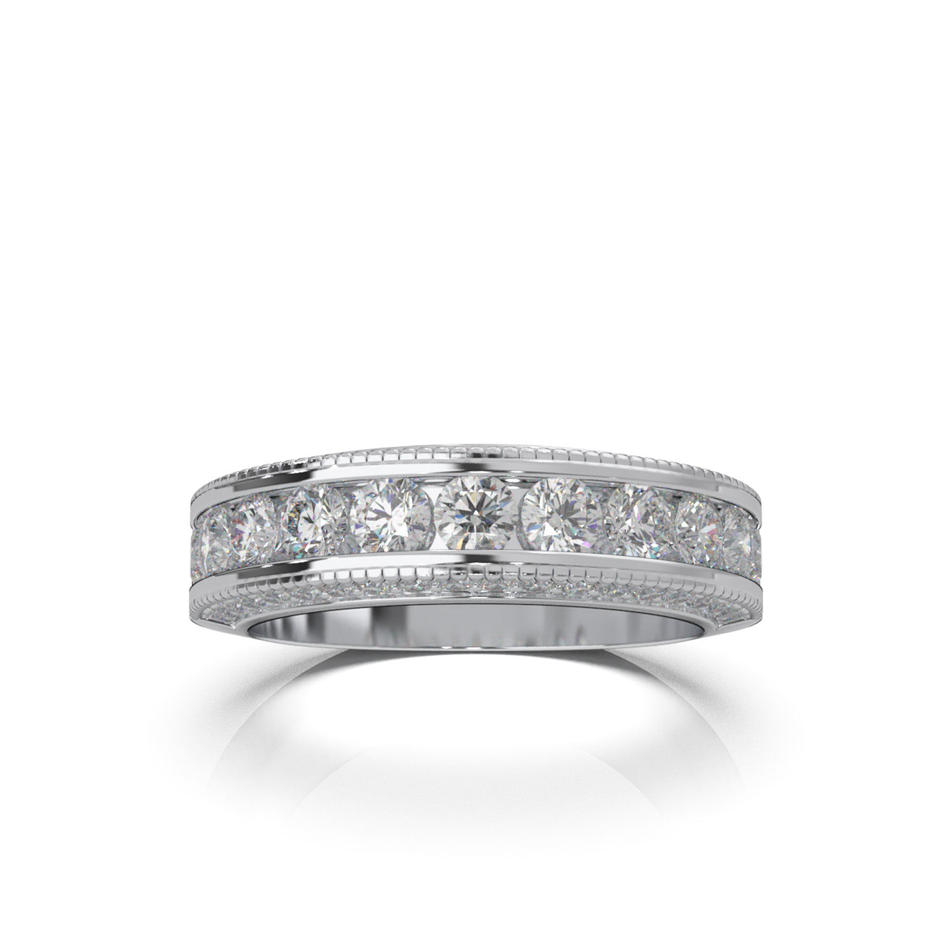 1.80 ct Moissanite Wedding Bands in 10k White Gold